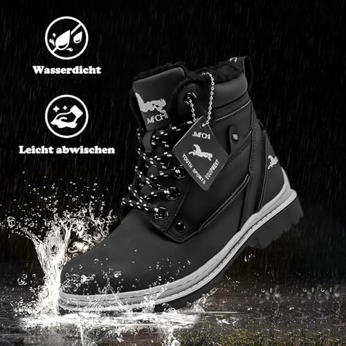  JMFCHI Kinder Warmfutter Winterschuhe für Outdoor-Trekking
| Jungen und Mädchen rutschfeste Mid-Winterschuhe aus Baumwo